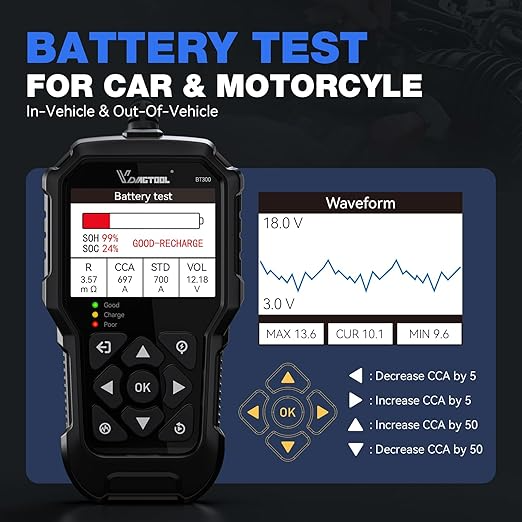 BATTERY TEST
FOR CAR & MOTORCYLE