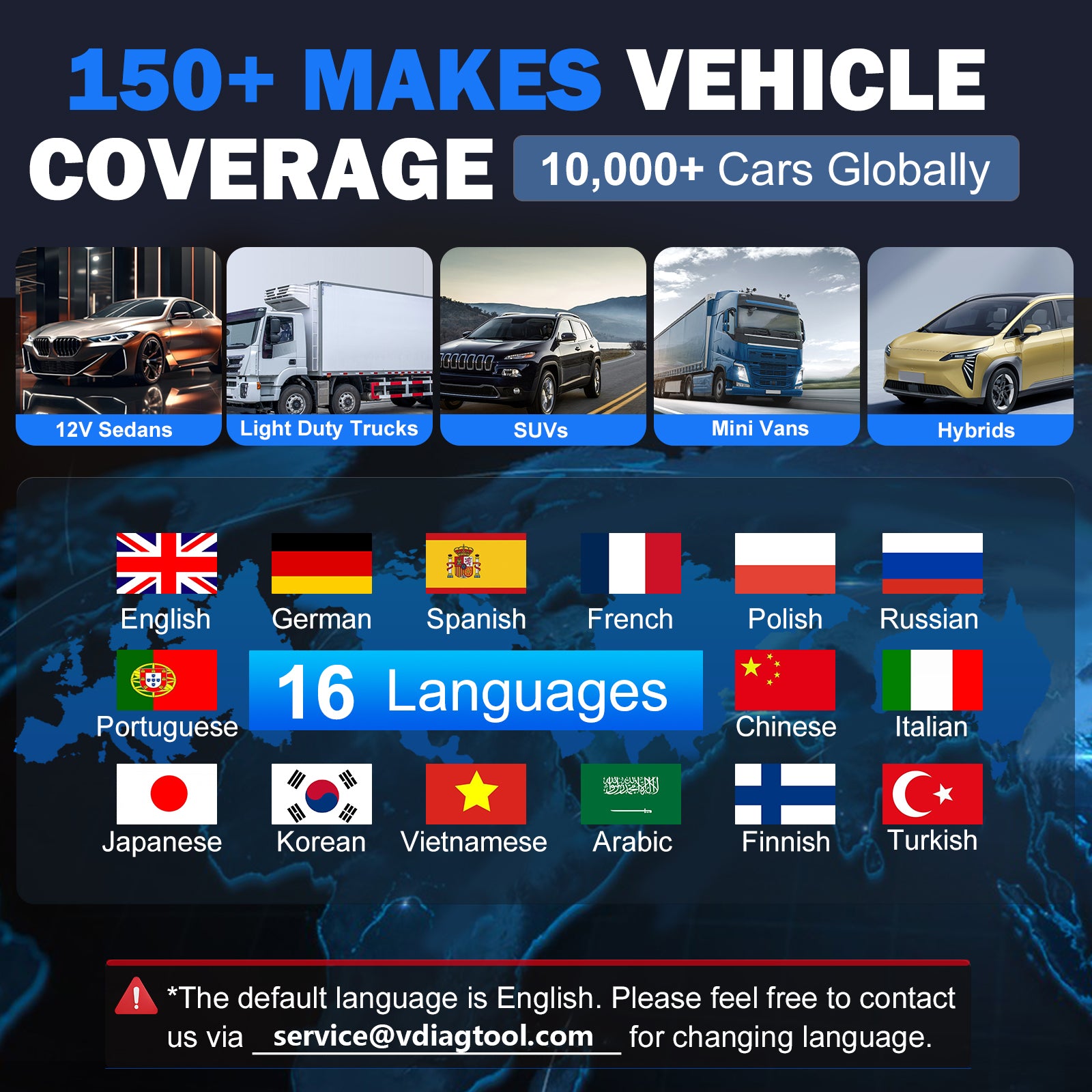 150+ makes vehicle coverage